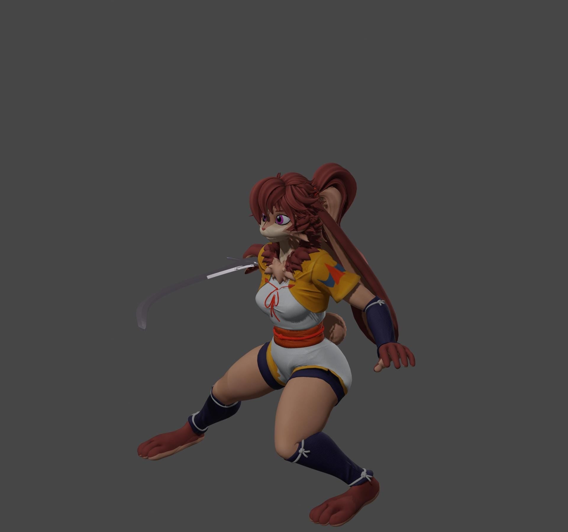 Rabbit Woman Toon with Shamshir figure (Lop)