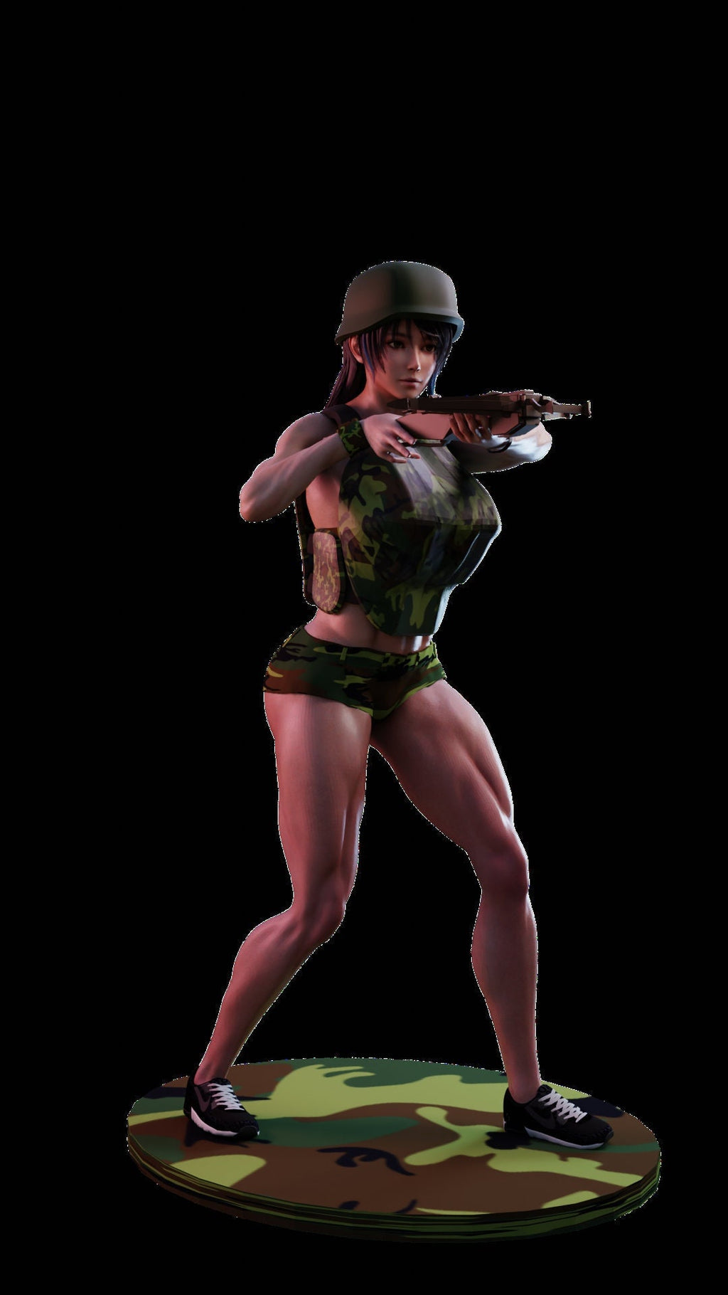Crossbow-Wielding Woman Figure / Armored Female Fighter