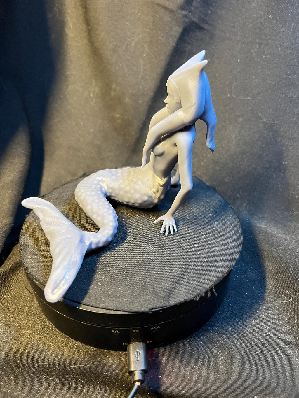 Orange Space Alien Mermaid: Unpainted 3D Model (4 inches)