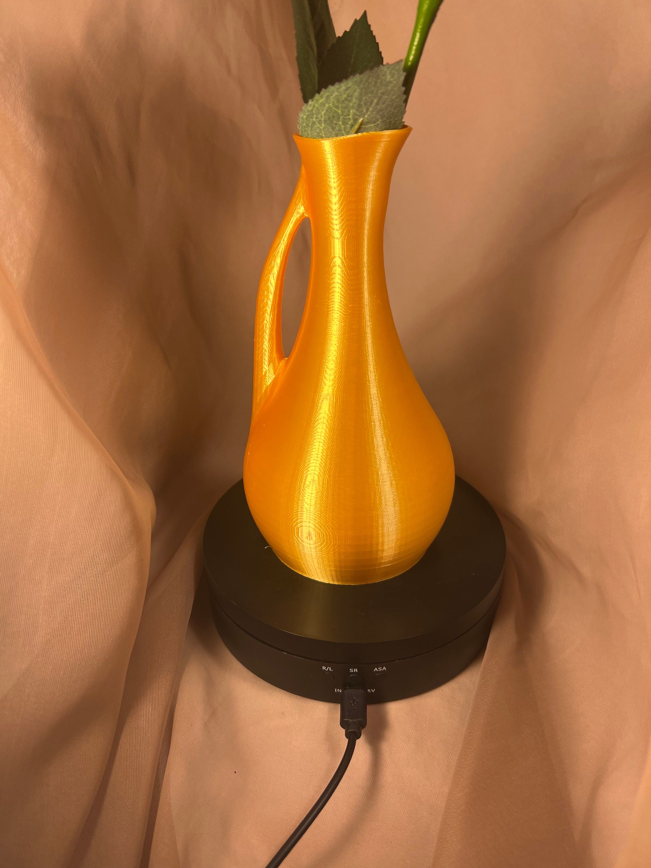 Golden Decorative Pitcher Vase, Slim Shaped