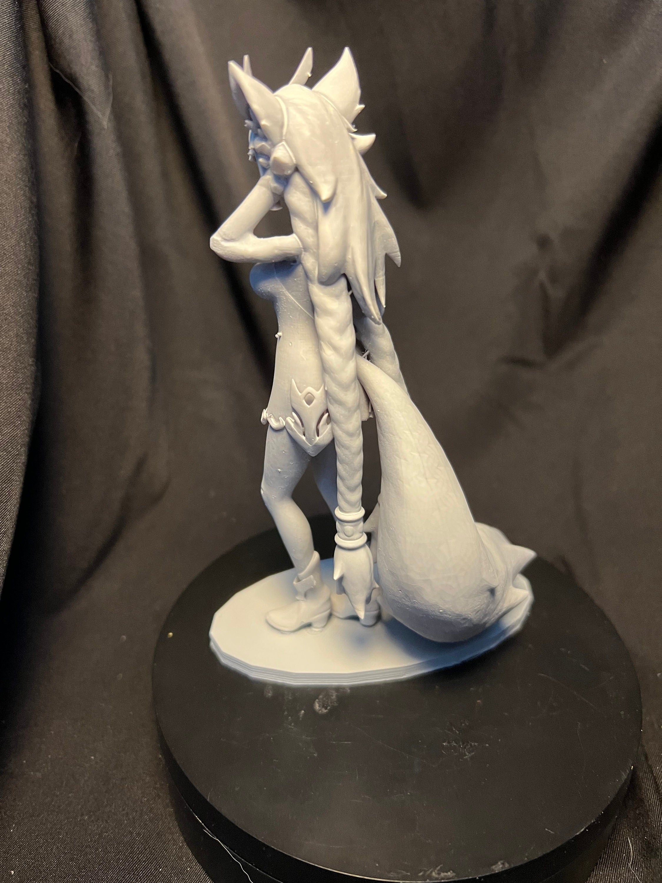 3D Printed Fox Girl Figurine: Whimsical Fantasy Decor
