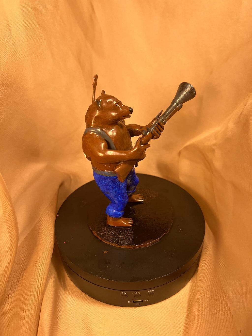 Bamboo the Bear-man character with a Banjo / Fantasy Bear Figure