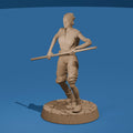 Wasteland Fighter Woman with Staff Post-Apocalyptic Model