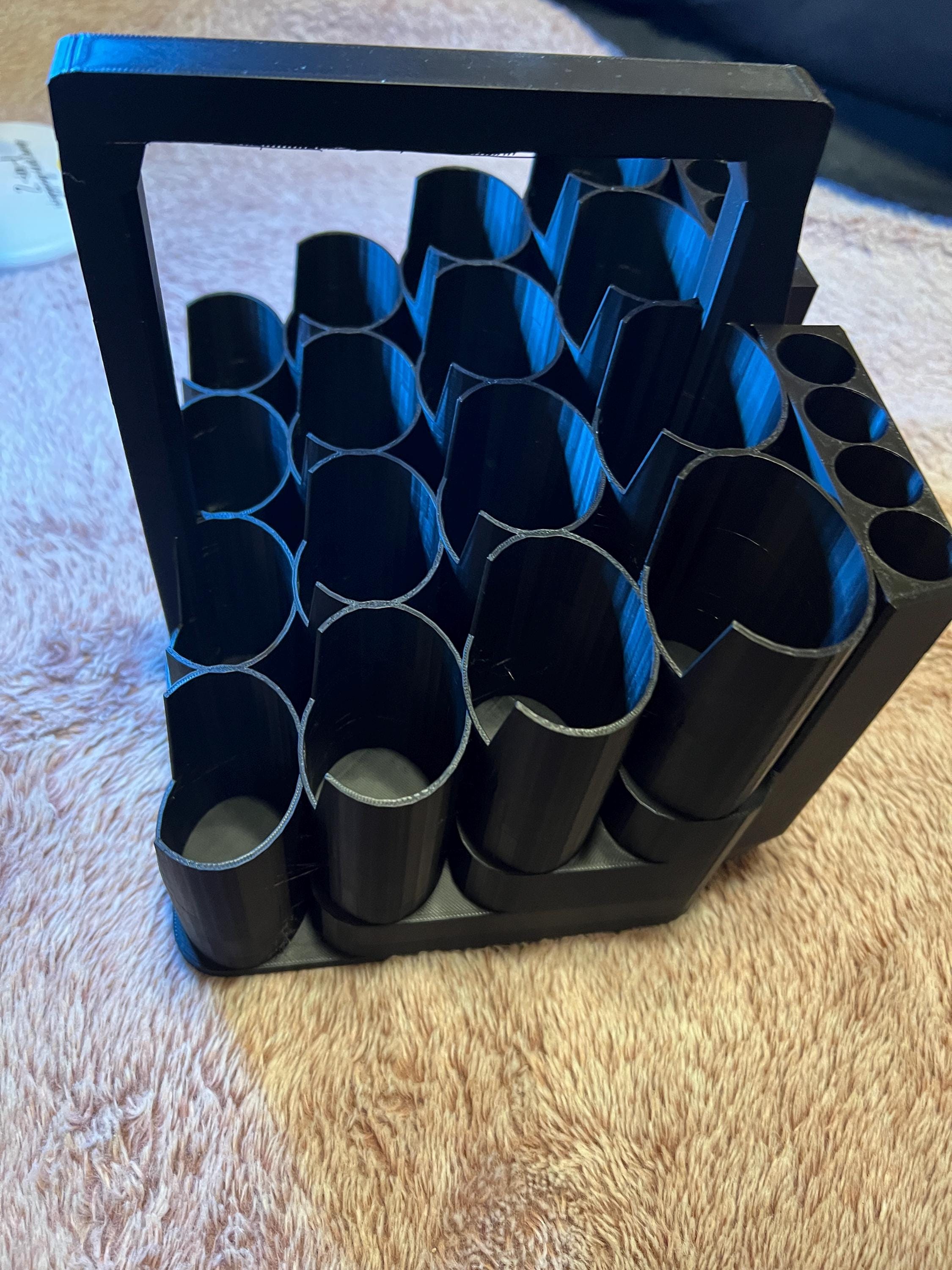 16 Slot Stepped Paint Tube Holder with Carry Handle and Brush Holder for 4 oz/120 ml Tubes