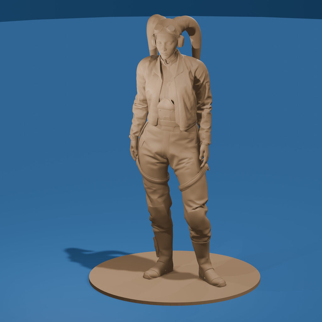 3D Printed Female Space Alien Pilot Figure, Sci-Fi Collectible