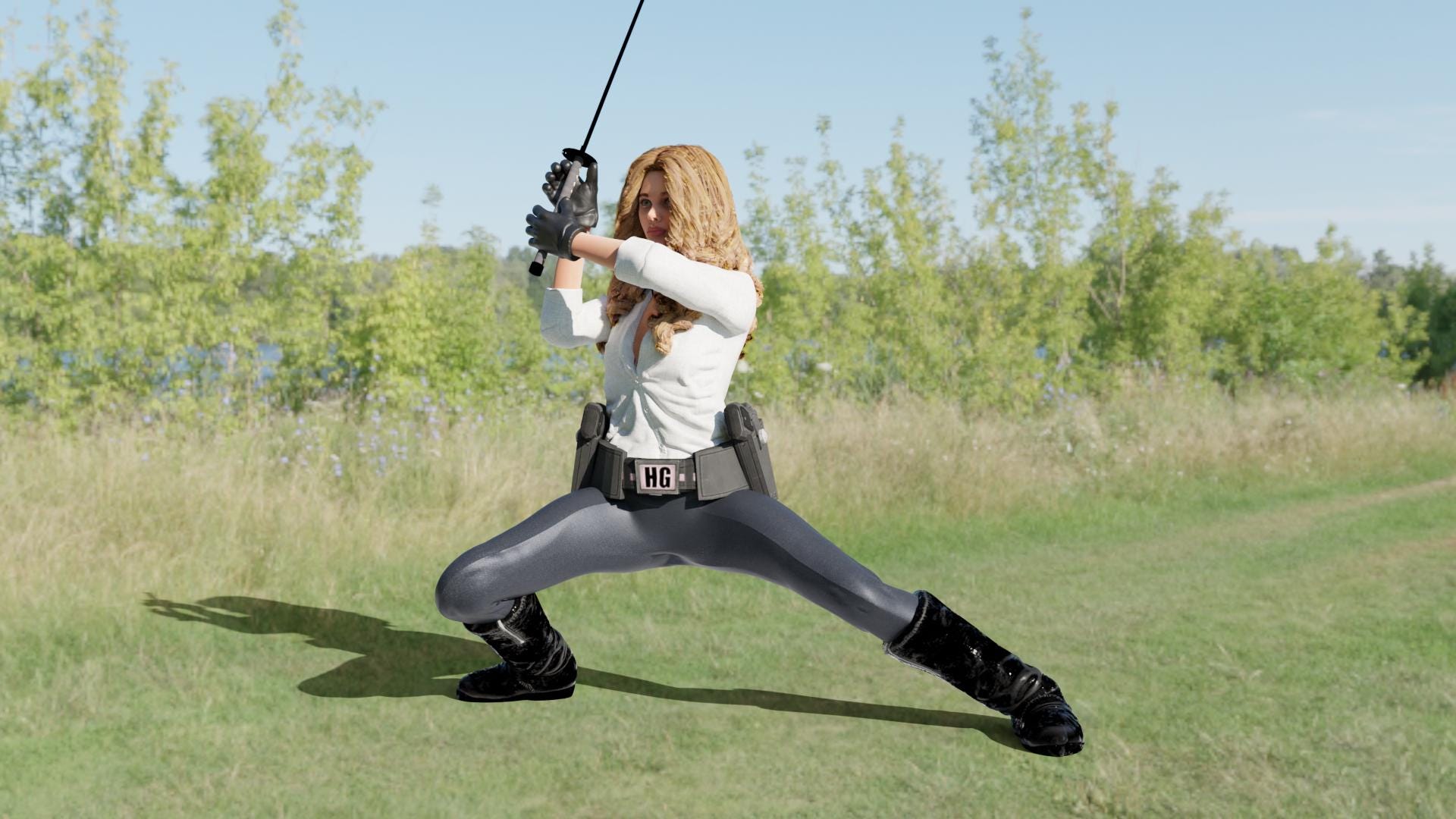 Modern Ninja Model / Warrior Woman Figurine