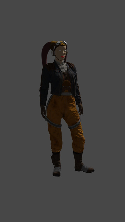 3D Printed Female Space Alien Pilot Figure, Sci-Fi Collectible