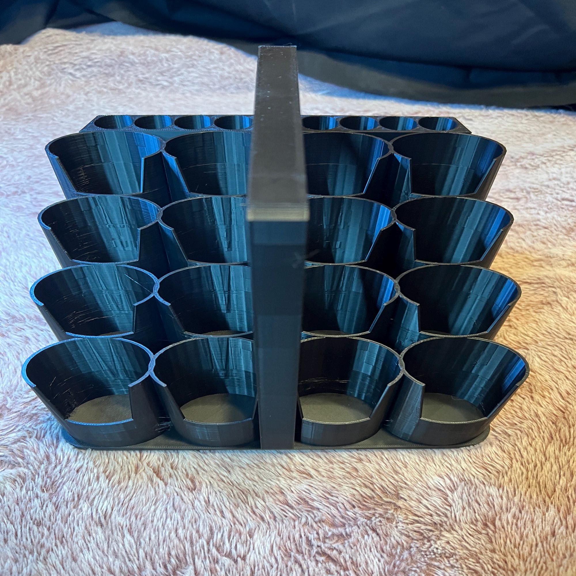 16 Slot Stepped Paint Tube Holder with Carry Handle and Brush Holder for 4 oz/120 ml Tubes