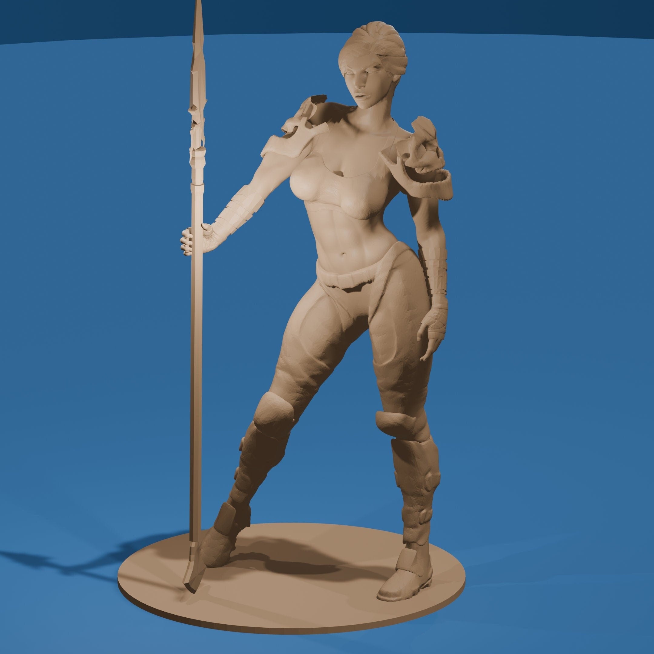 Spear-Wielding Woman with Armor