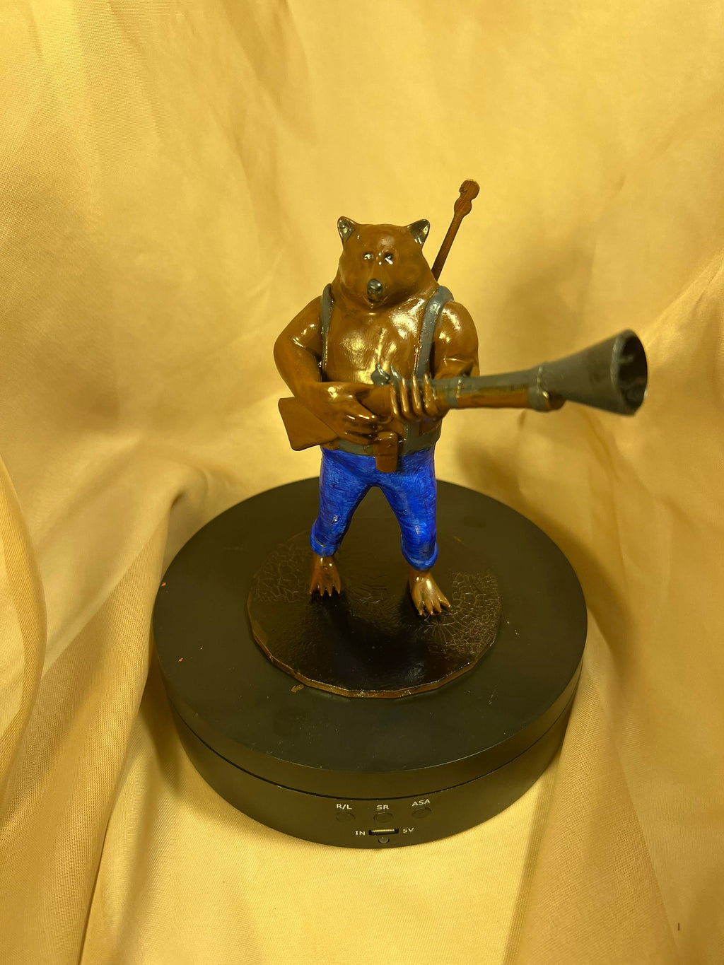 Bamboo the Bear-man character with a Banjo / Fantasy Bear Figure