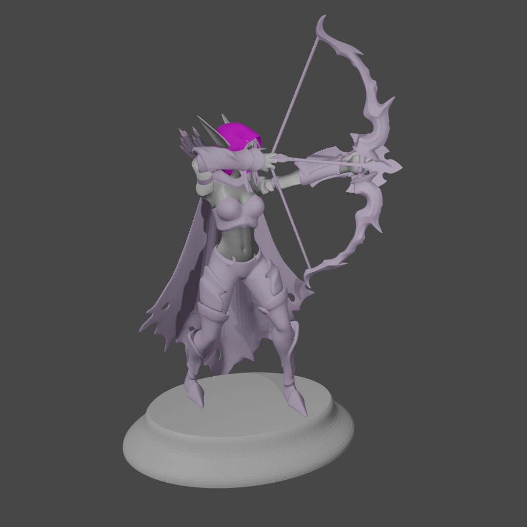 Female Elf Ranger Figure / Fantasy Bowman Woman Figurine