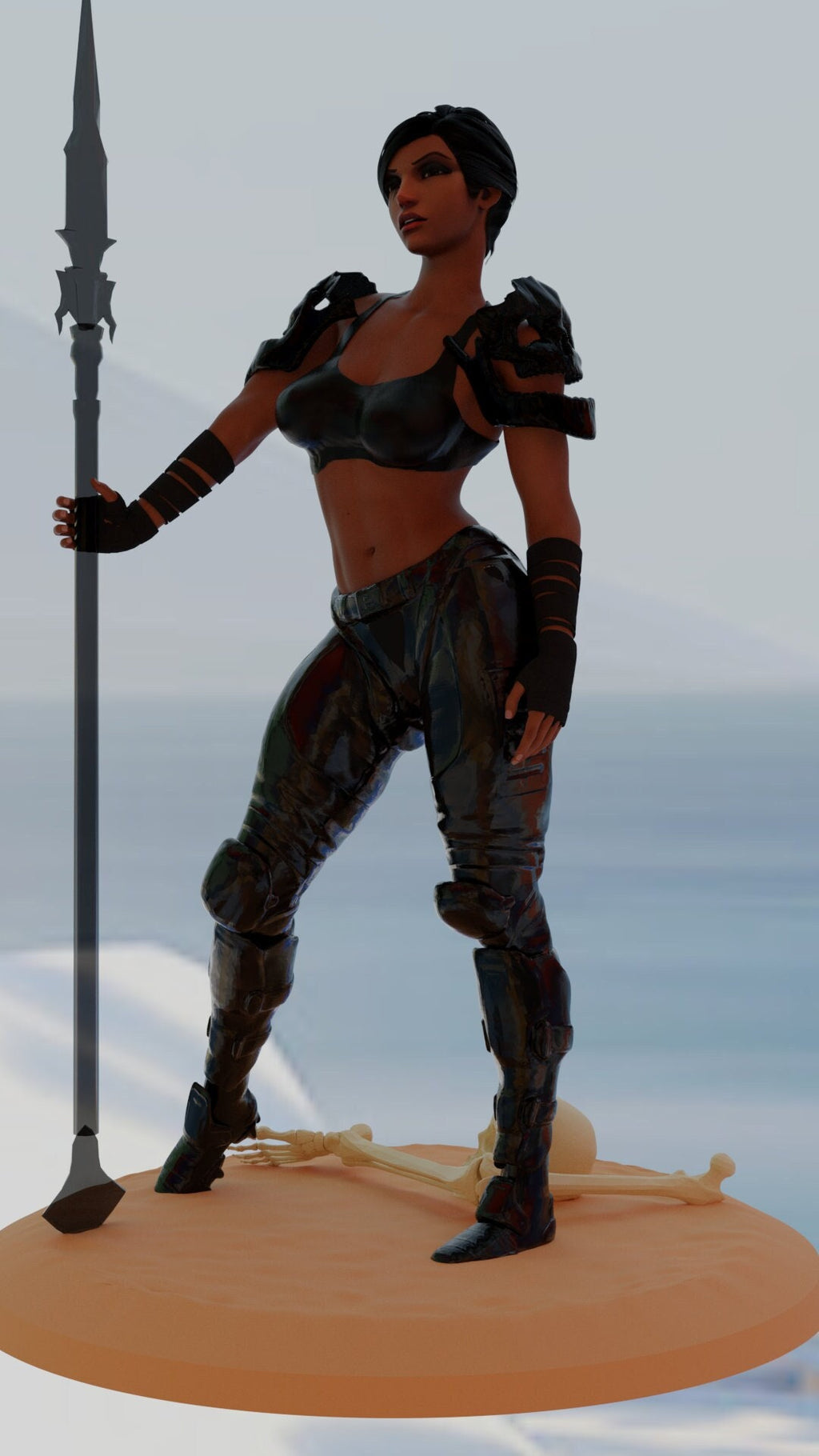 Spear-Wielding Woman with Armor