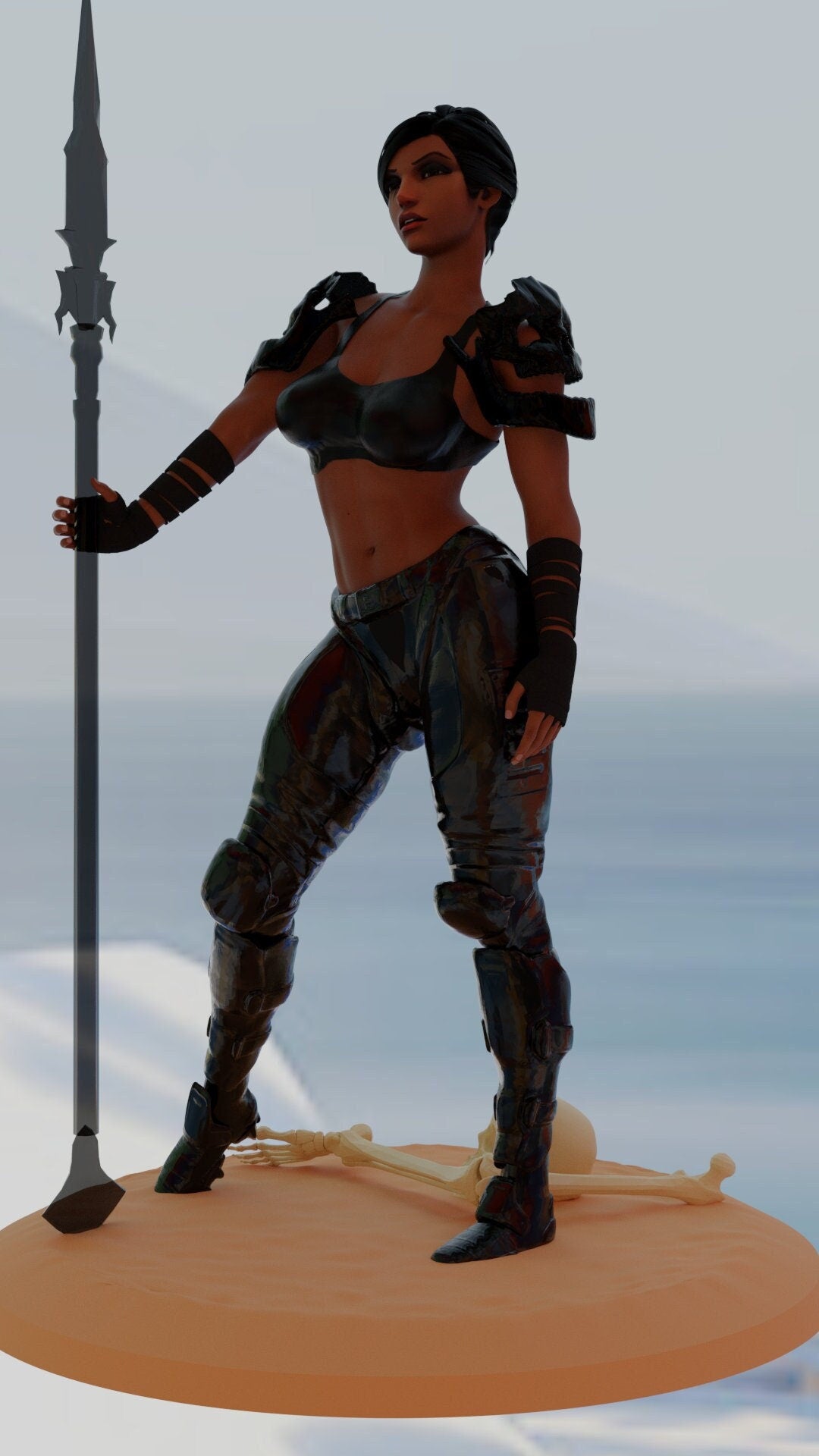 Spear-Wielding Woman with Armor