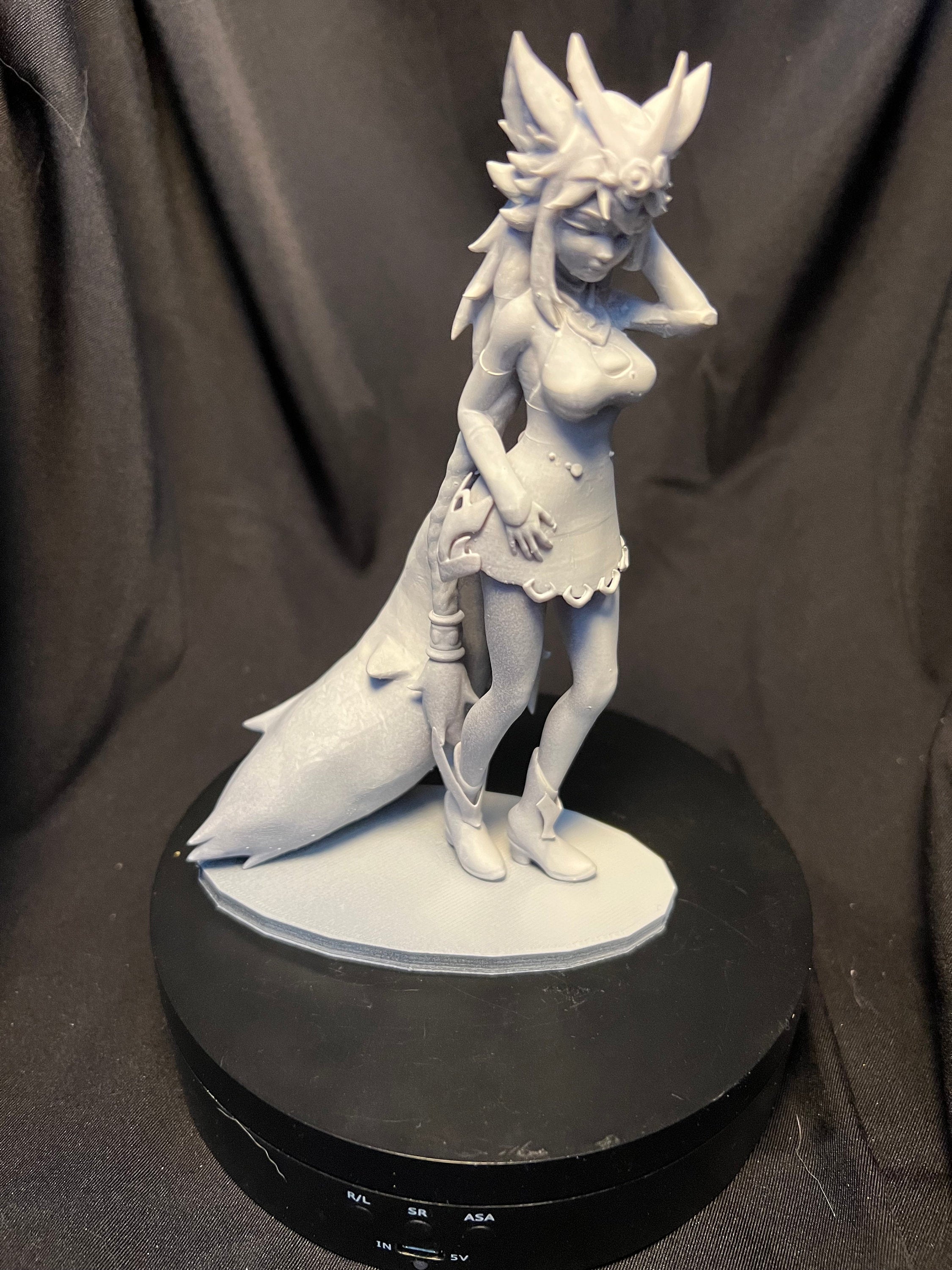 3D Printed Fox Girl Figurine: Whimsical Fantasy Decor