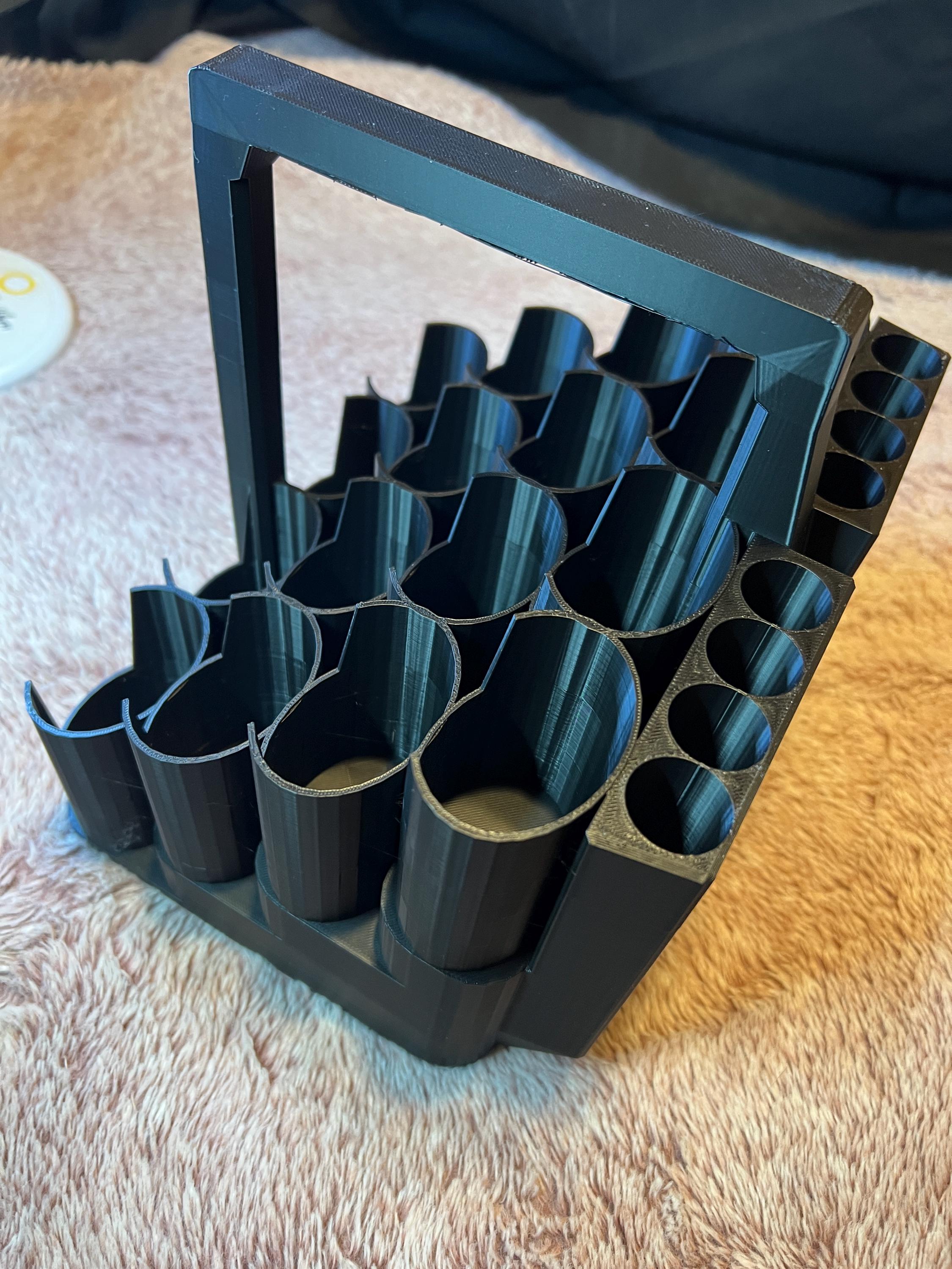 16 Slot Stepped Paint Tube Holder with Carry Handle and Brush Holder for 4 oz/120 ml Tubes