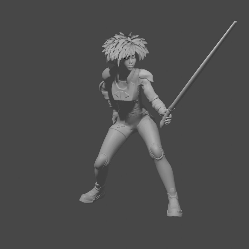 Sci-Fi Fan Art Figure: 3D Printed Space Warrior, 5.75"