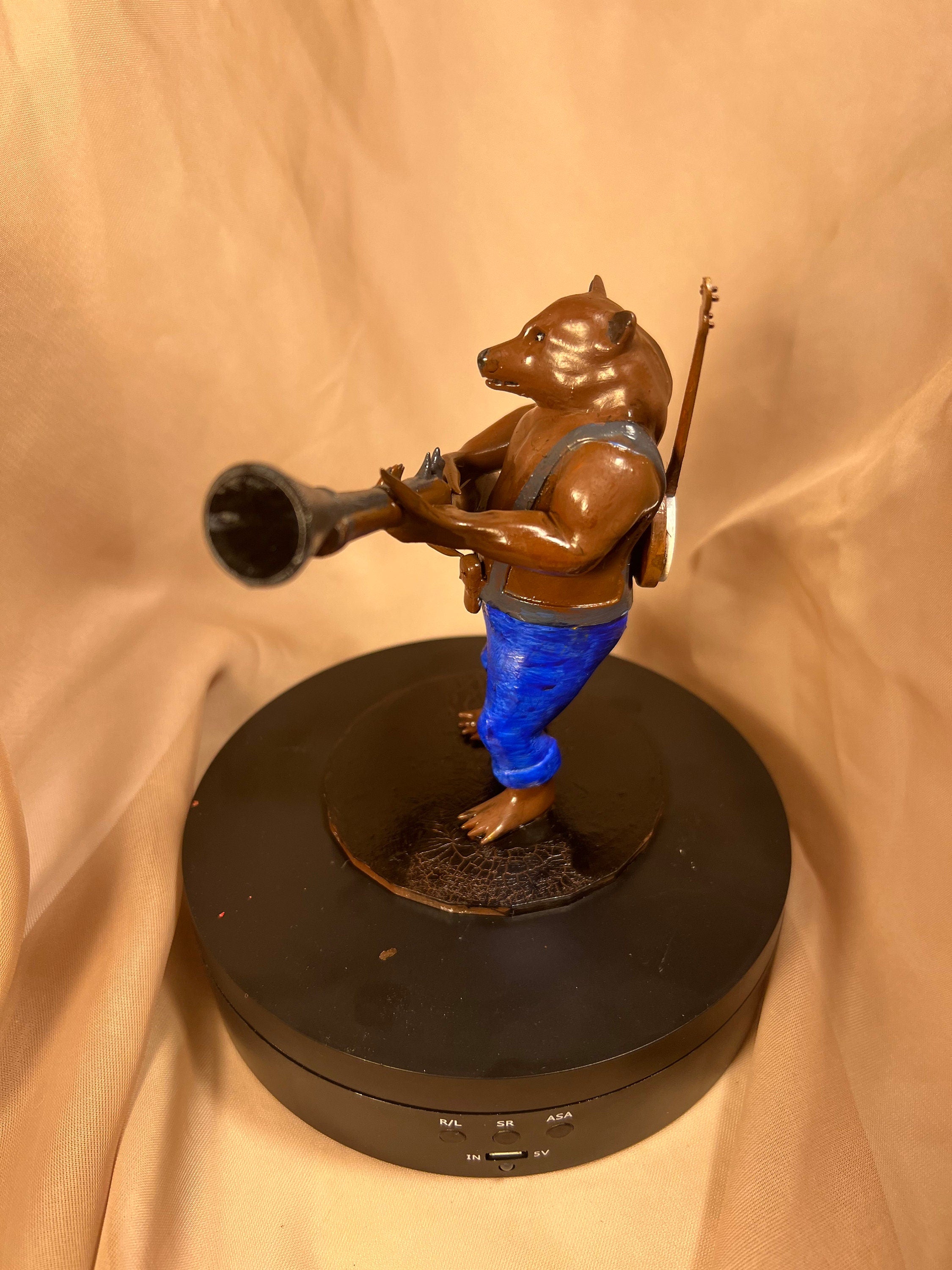 Bamboo the Bear-man character with a Banjo / Fantasy Bear Figure