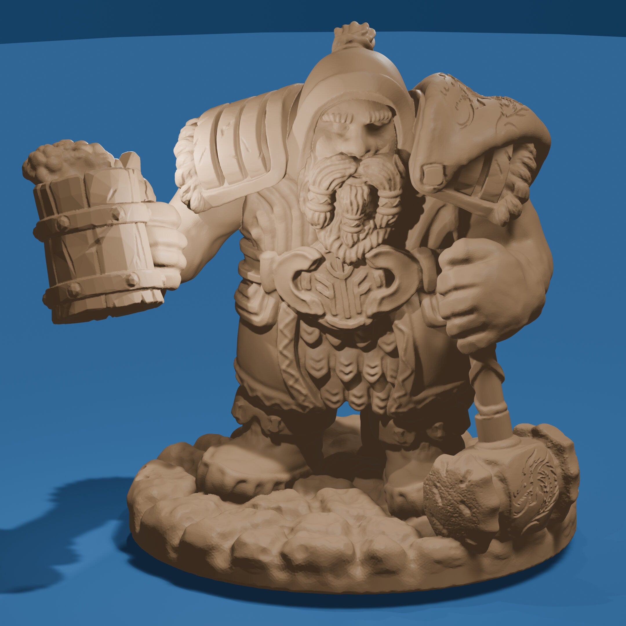 Beer-Drinking Dwarf Warrior / Fantasy Dwarven Figure