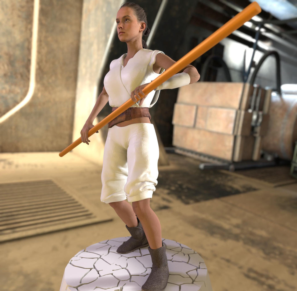 Wasteland Fighter Woman with Staff Post-Apocalyptic Model
