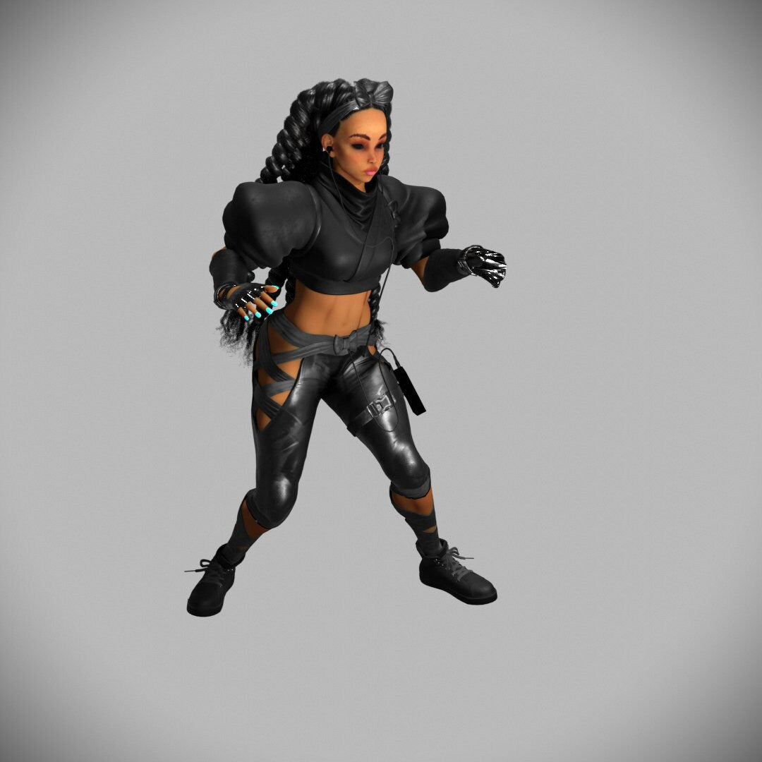 Kimberly Fighting Girl Figure / Woman with Braids from Street Fighter