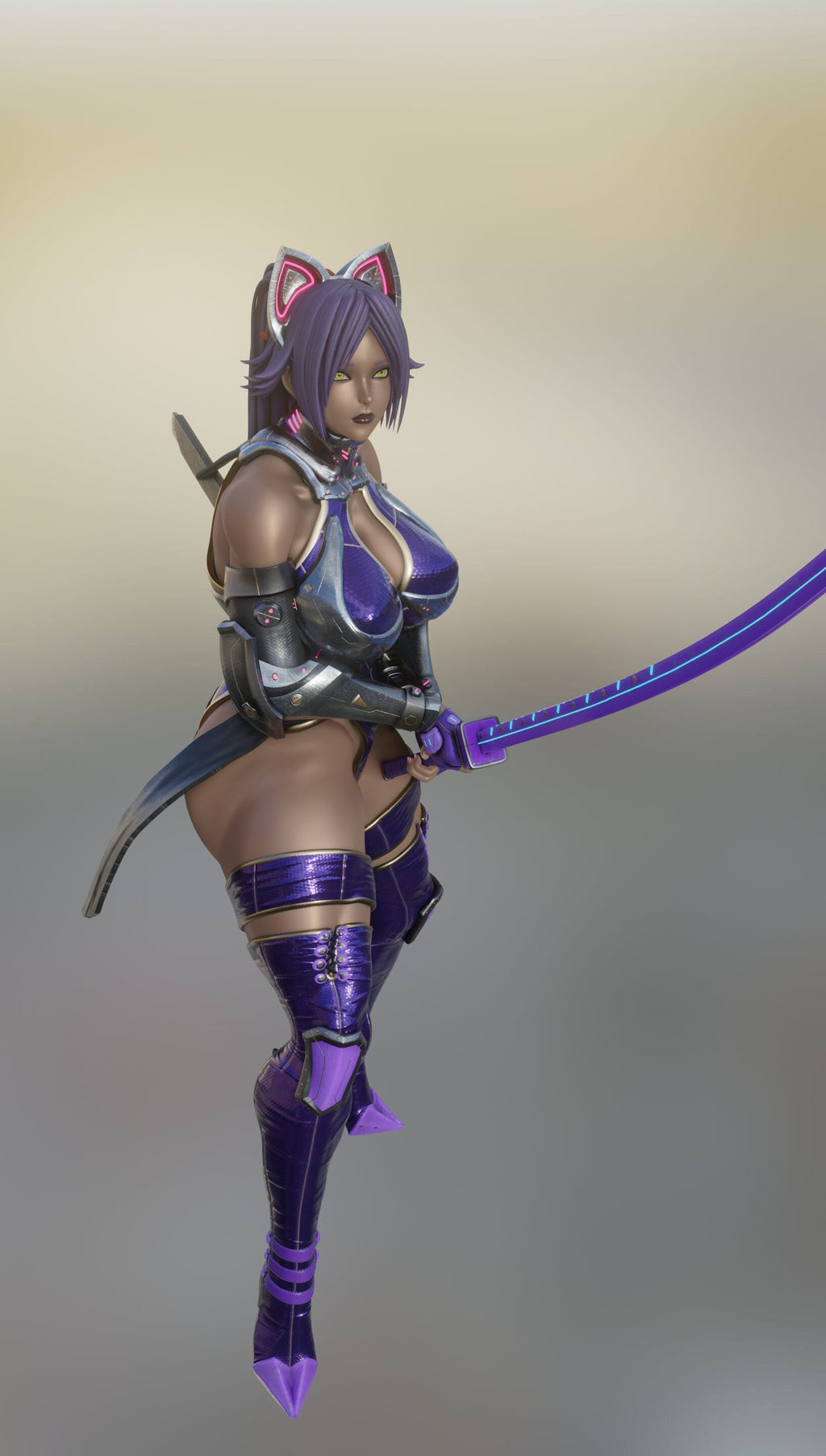 Combat Feline Woman Figurine / Yoroichi Character Figure