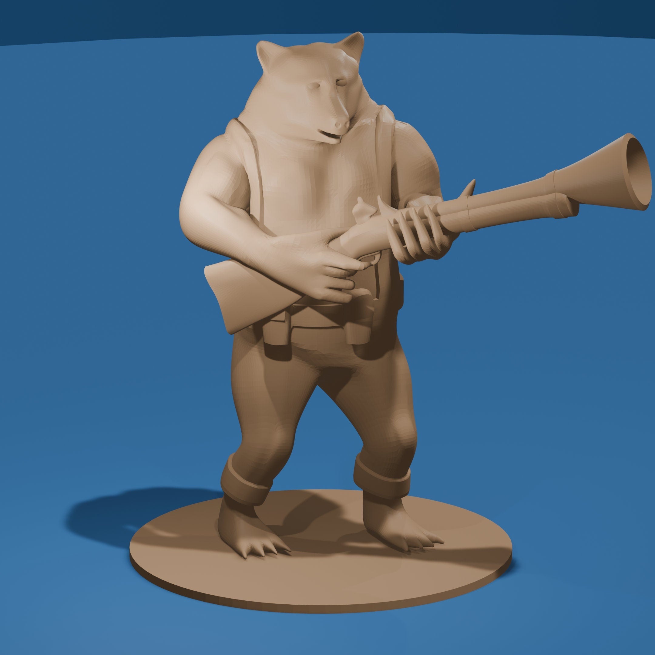 Bamboo the Bear-man character with a Banjo / Fantasy Bear Figure
