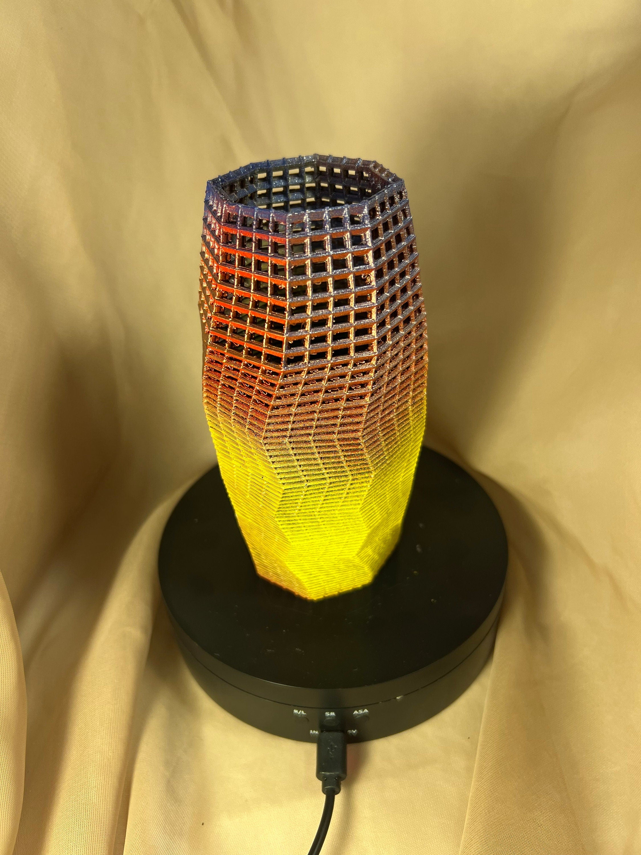 3D Printed Multicolor Vase, Painted Mesh Flower Vase