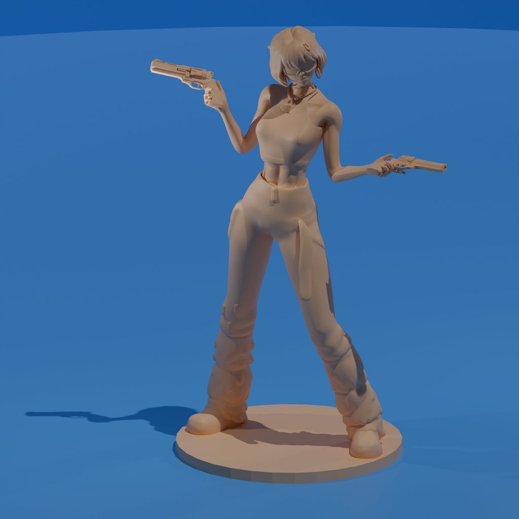 Anime Gun Girl Figurine, Dual Pistol Warrior