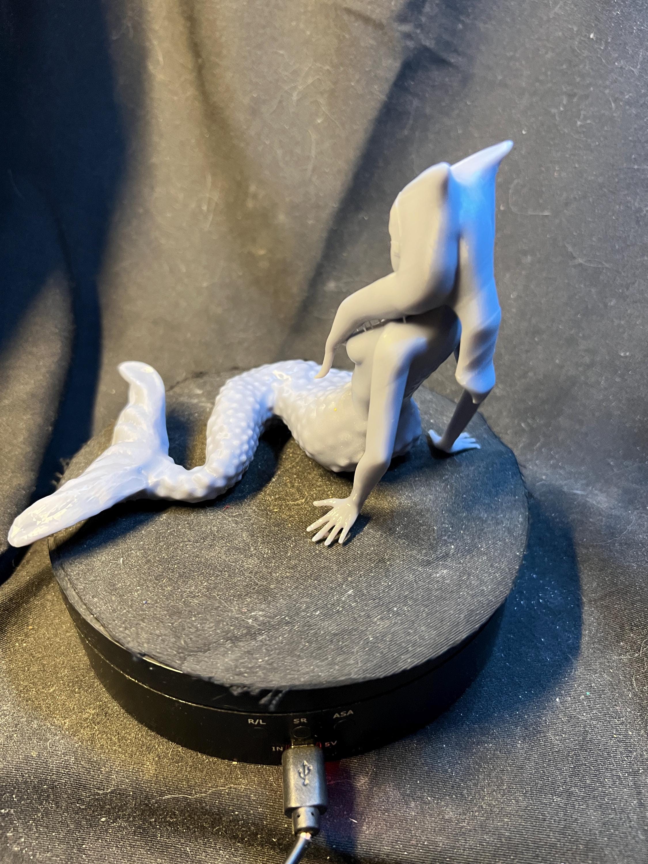 Orange Space Alien Mermaid: Unpainted 3D Model (4 inches)