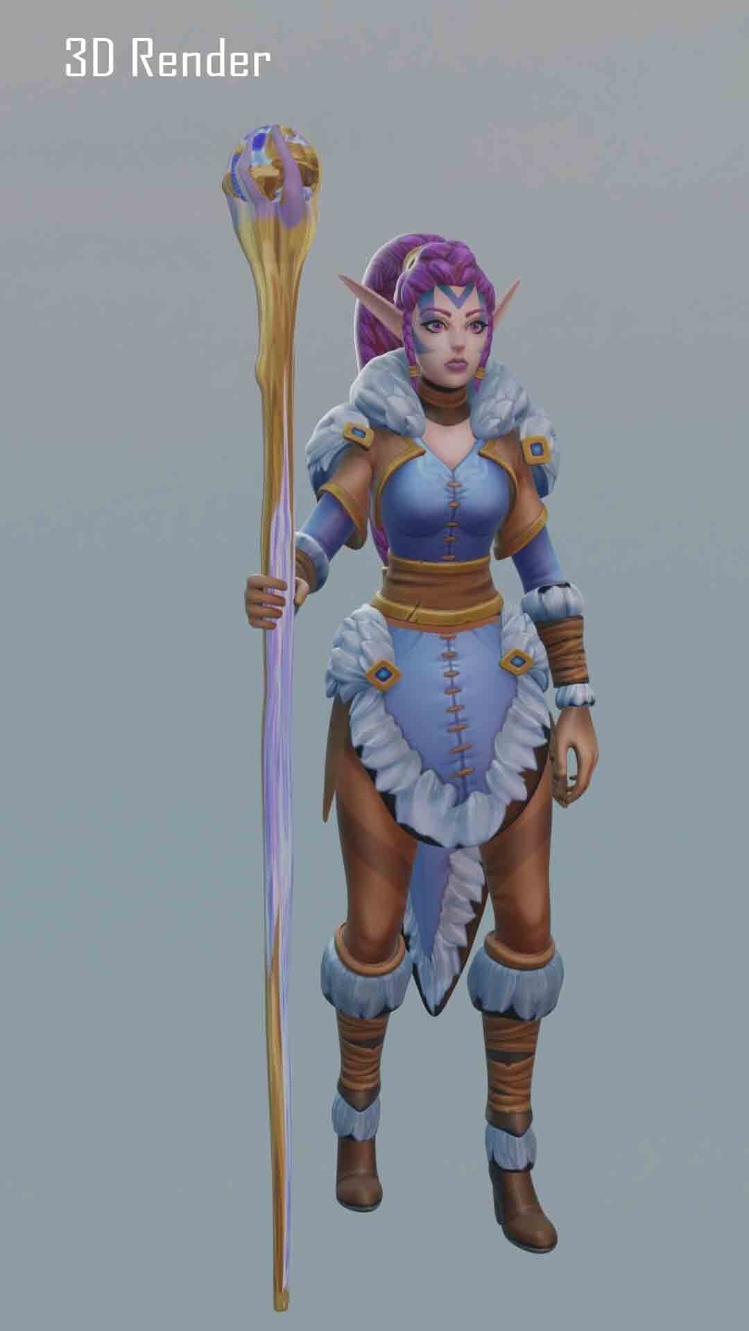 Elf Mage Figure / Elven Wizard Woman Model