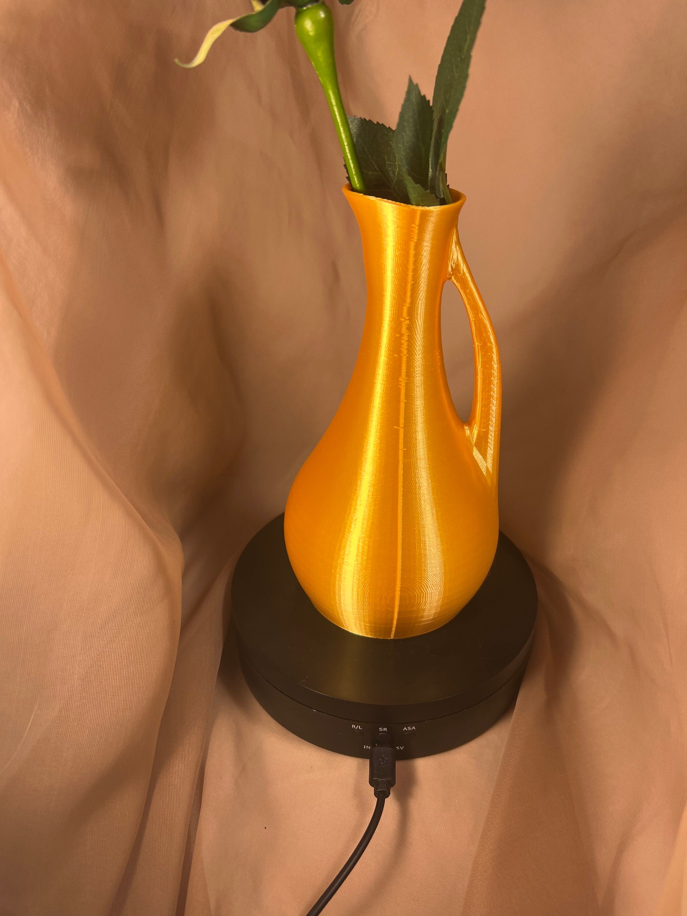 Golden Decorative Pitcher Vase, Slim Shaped