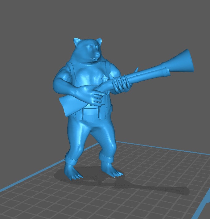Bamboo the Bear-man character with a Banjo / Fantasy Bear Figure