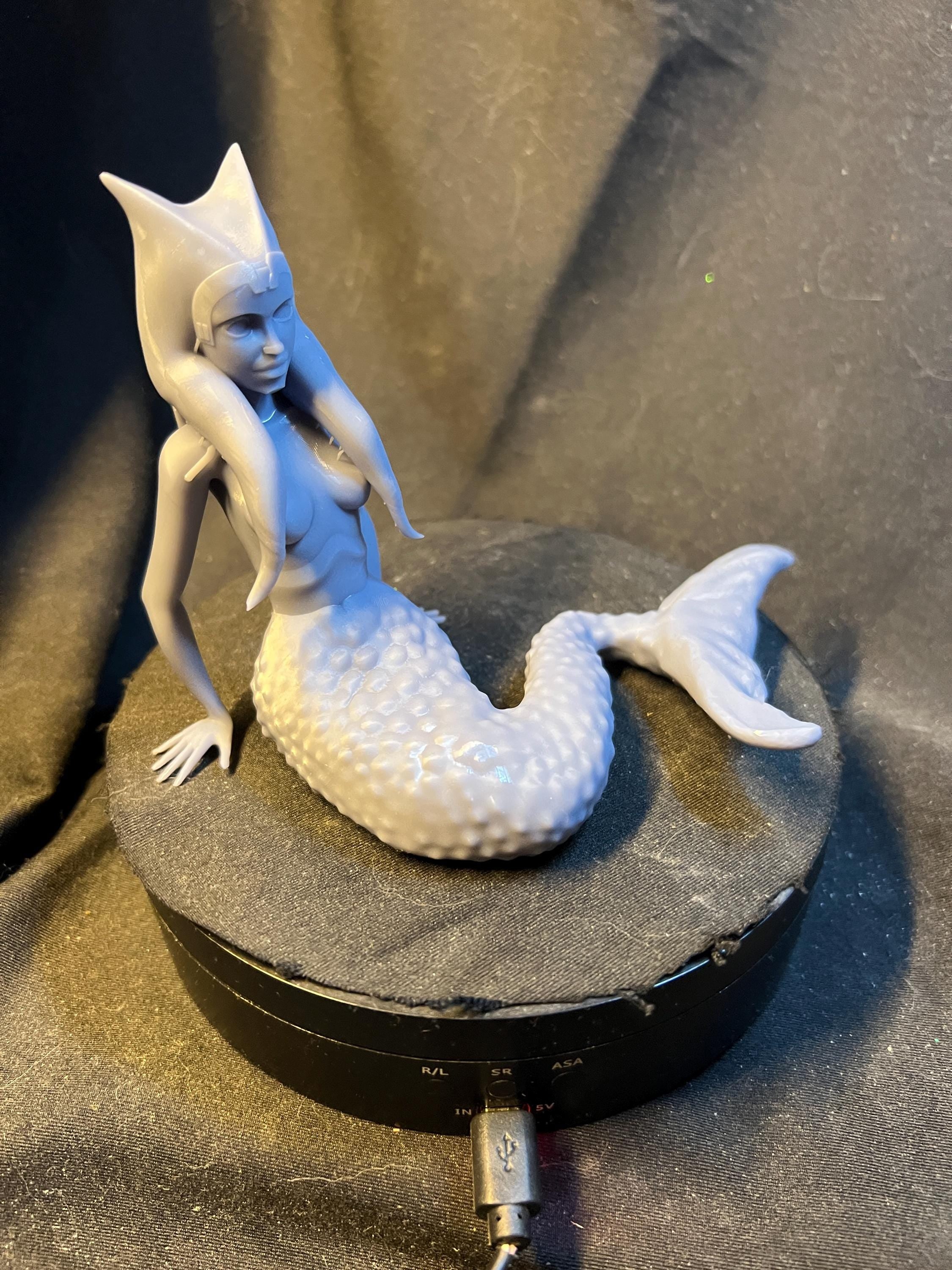 Orange Space Alien Mermaid: Unpainted 3D Model (4 inches)