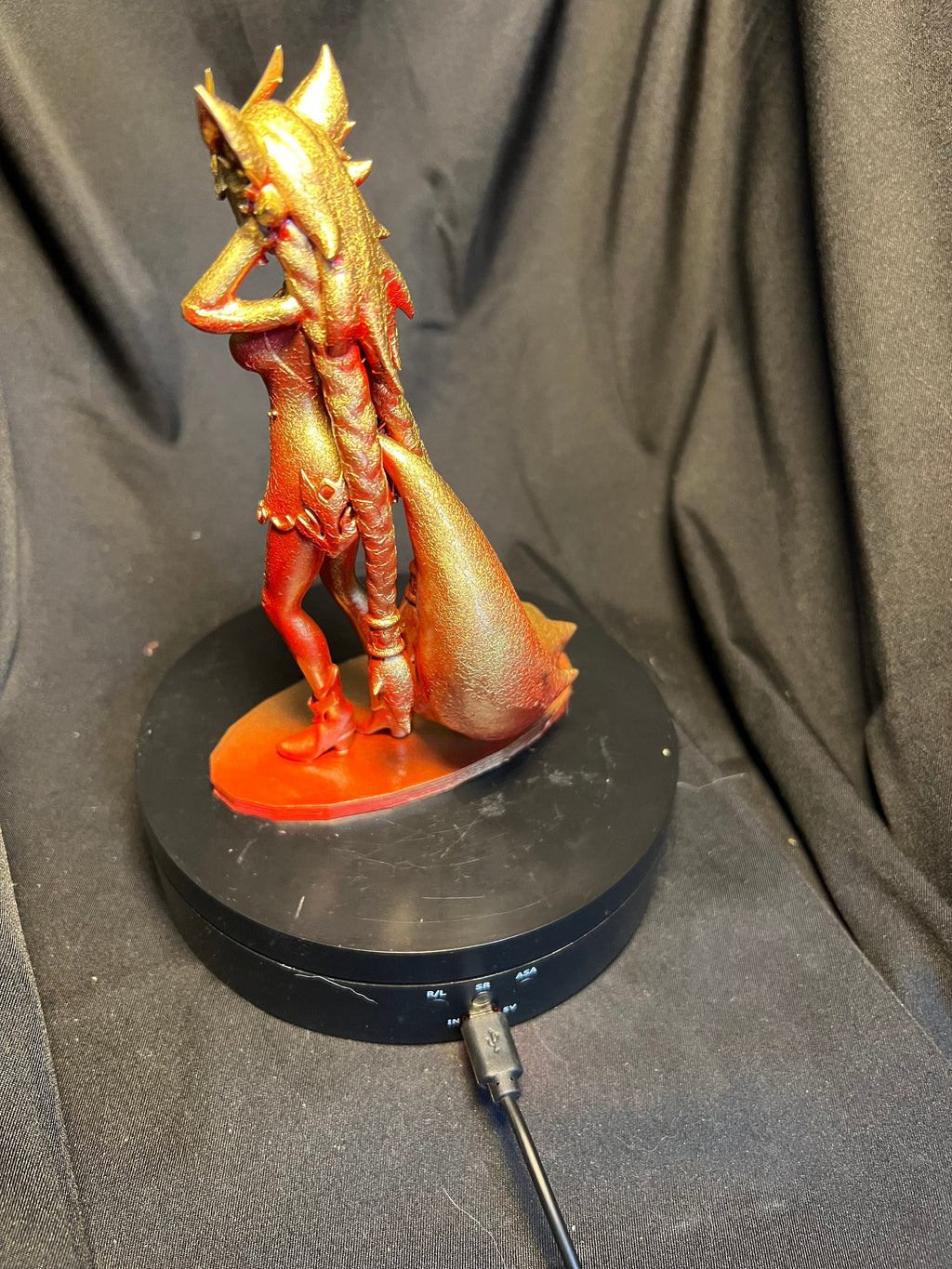 3D Printed Fox Girl Figurine: Whimsical Fantasy Decor