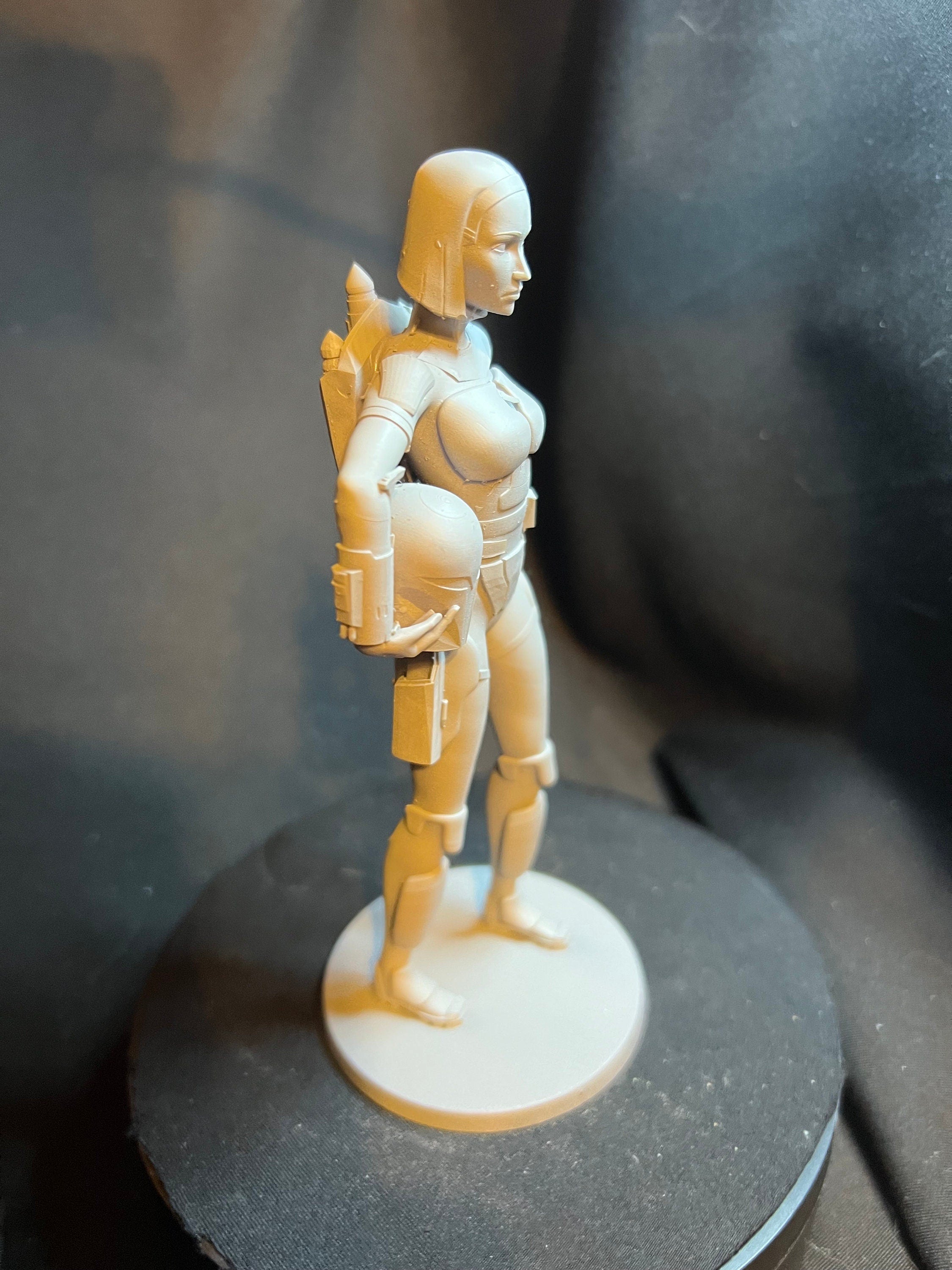 Space Bounty Hunter Figure / Science Fiction Woman Figurine