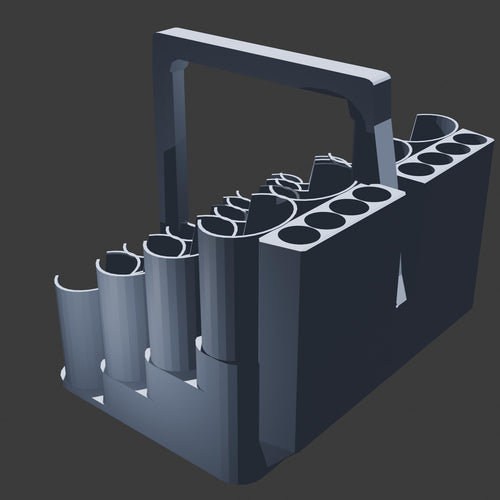 16 Slot Stepped Paint Tube Holder with Carry Handle and Brush Holder for 4 oz/120 ml Tubes