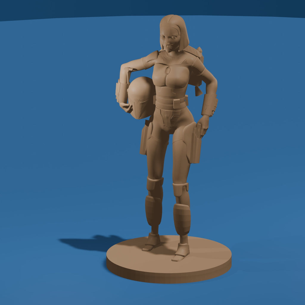 Space Bounty Hunter Figure / Science Fiction Woman Figurine