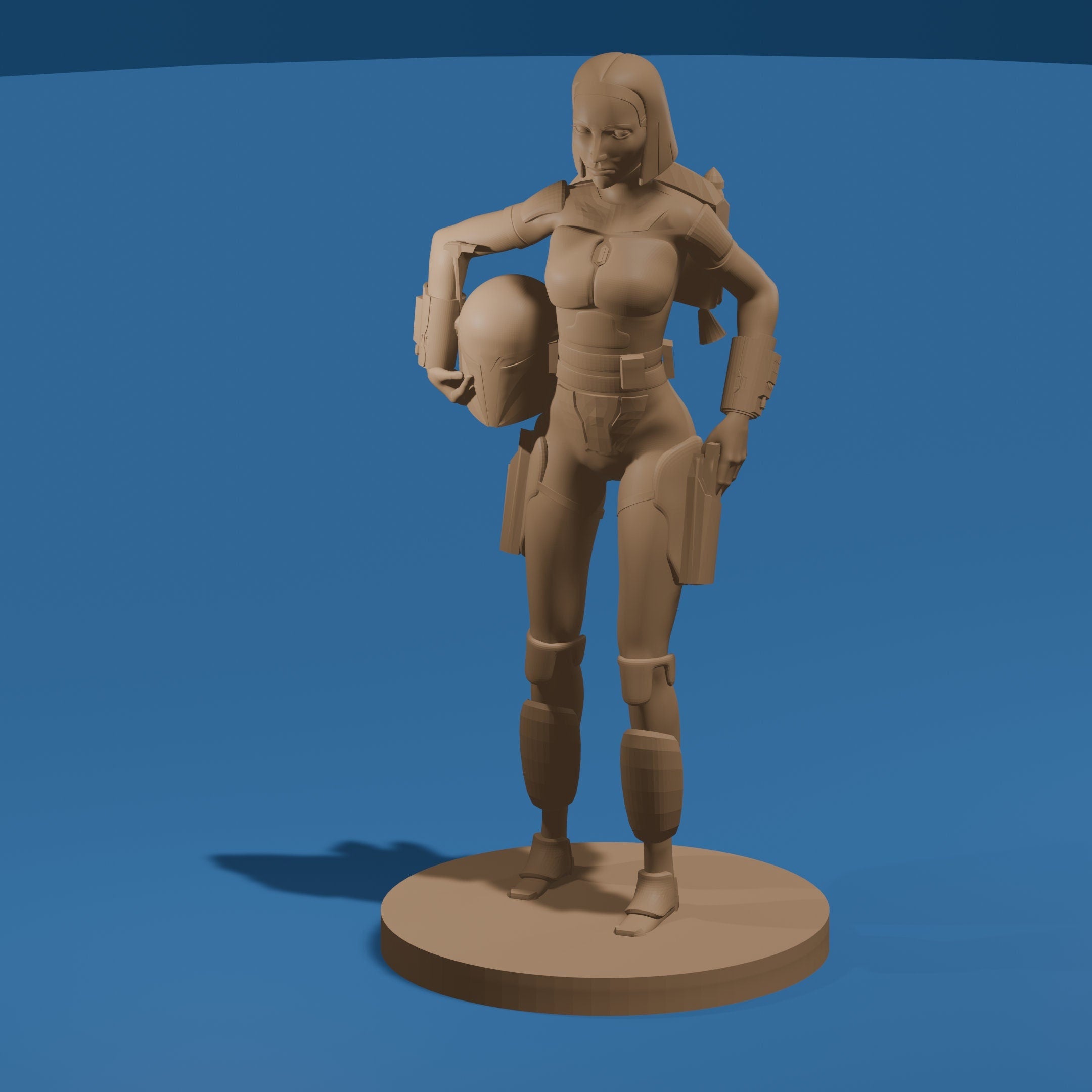 Space Bounty Hunter Figure / Science Fiction Woman Figurine