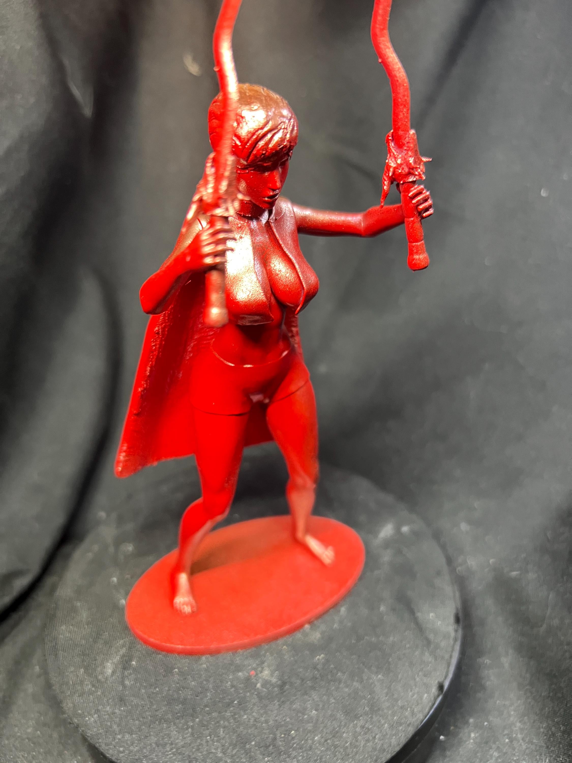Fierce Warrior Woman – Dual Swords & Flowing Cape