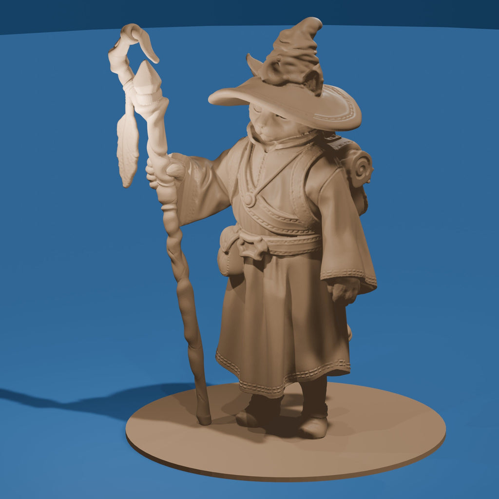 Cat Wizard Figure / Fantasy Mage Figurine