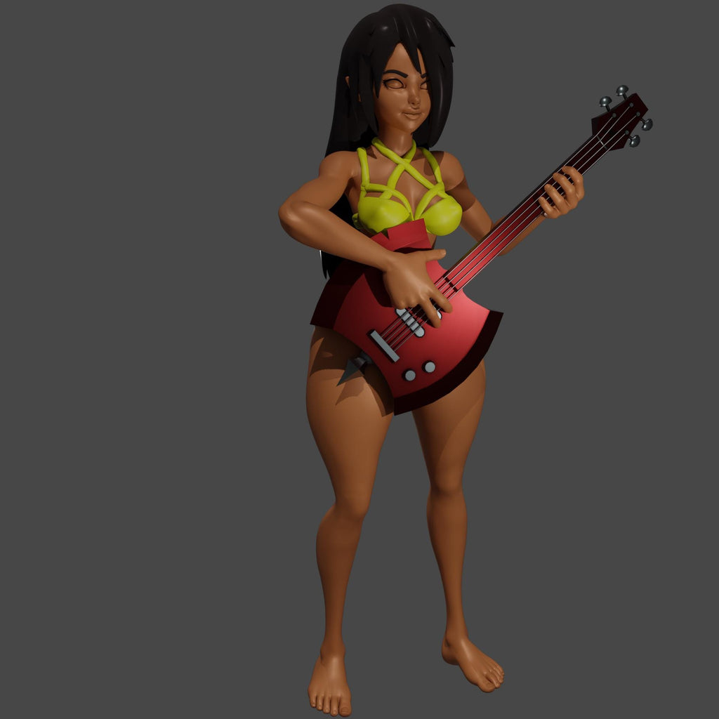 Swimsuit Rocker Girl with Axe Guitar