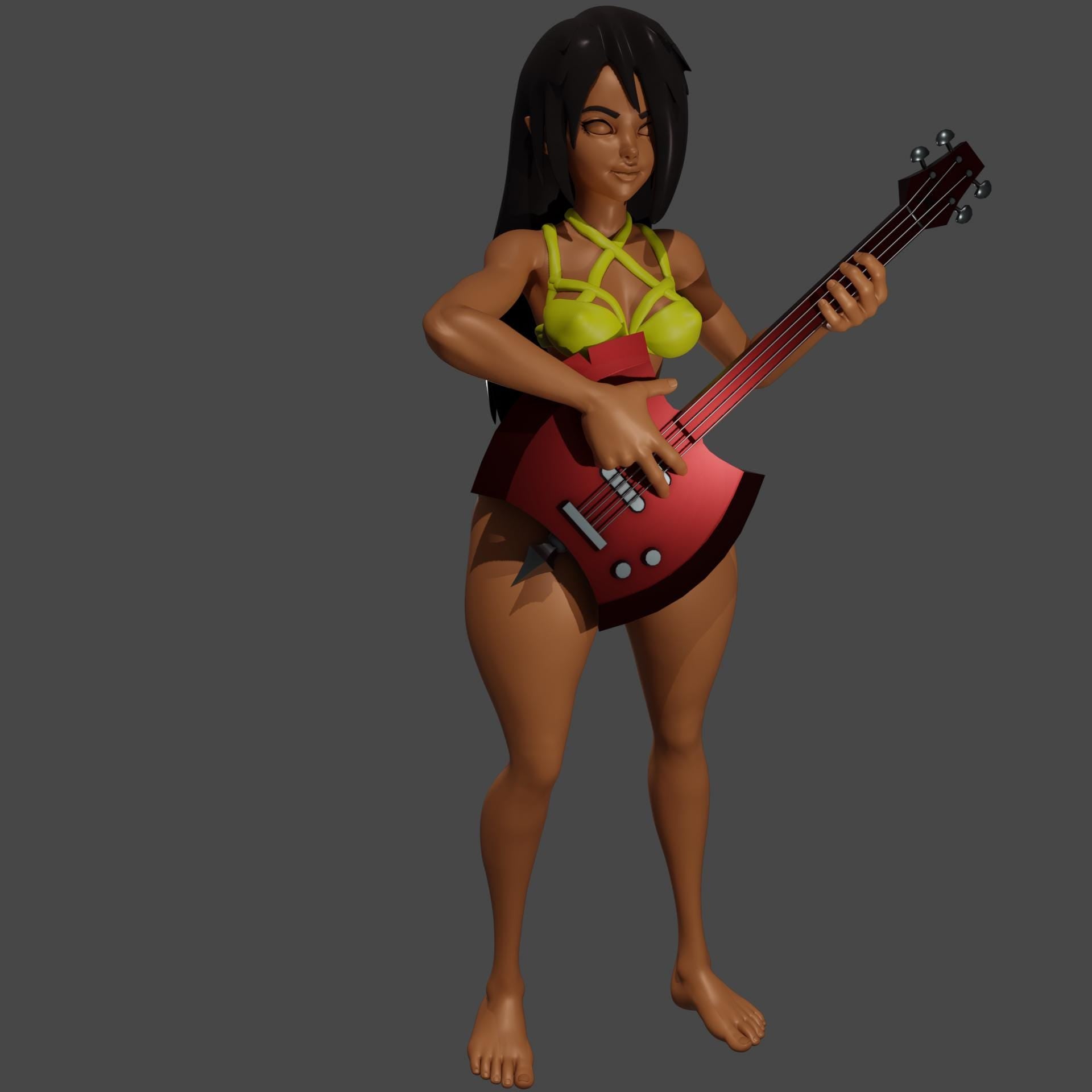 Swimsuit Rocker Girl with Axe Guitar