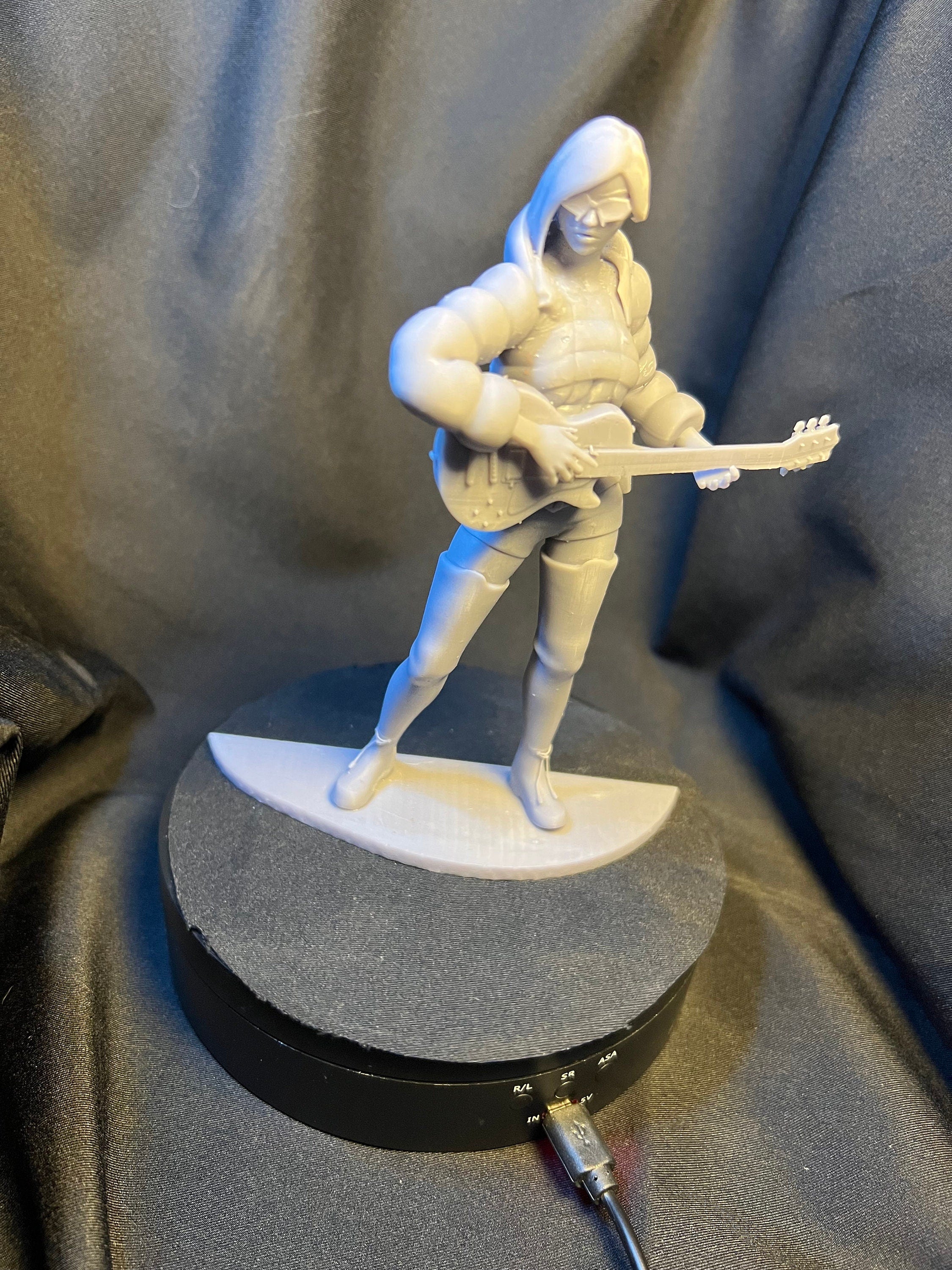 Guitar Girl 3D Print Figurine, Rock Star Decor