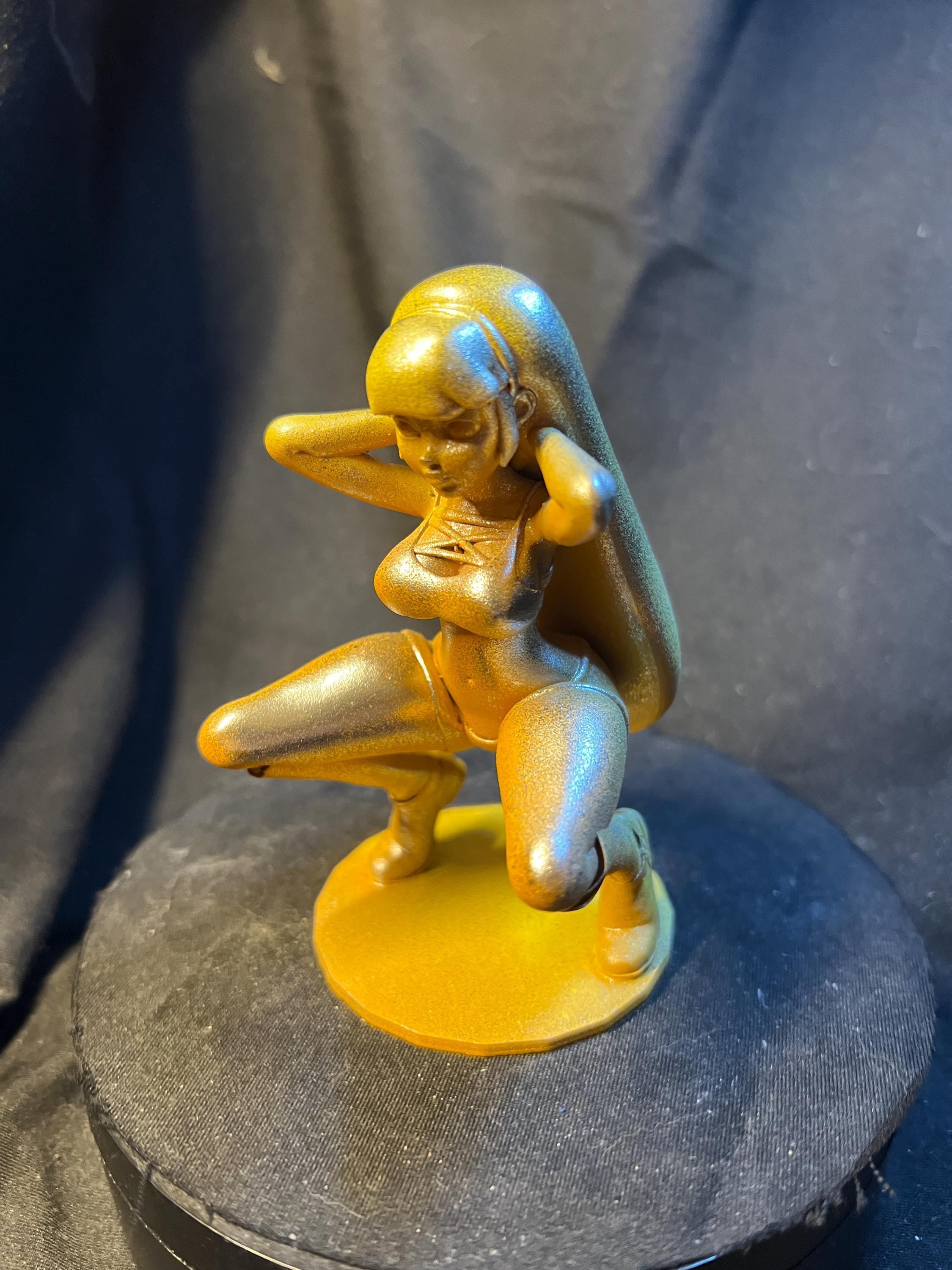 Playful Squatting Toon Girl in Bikini