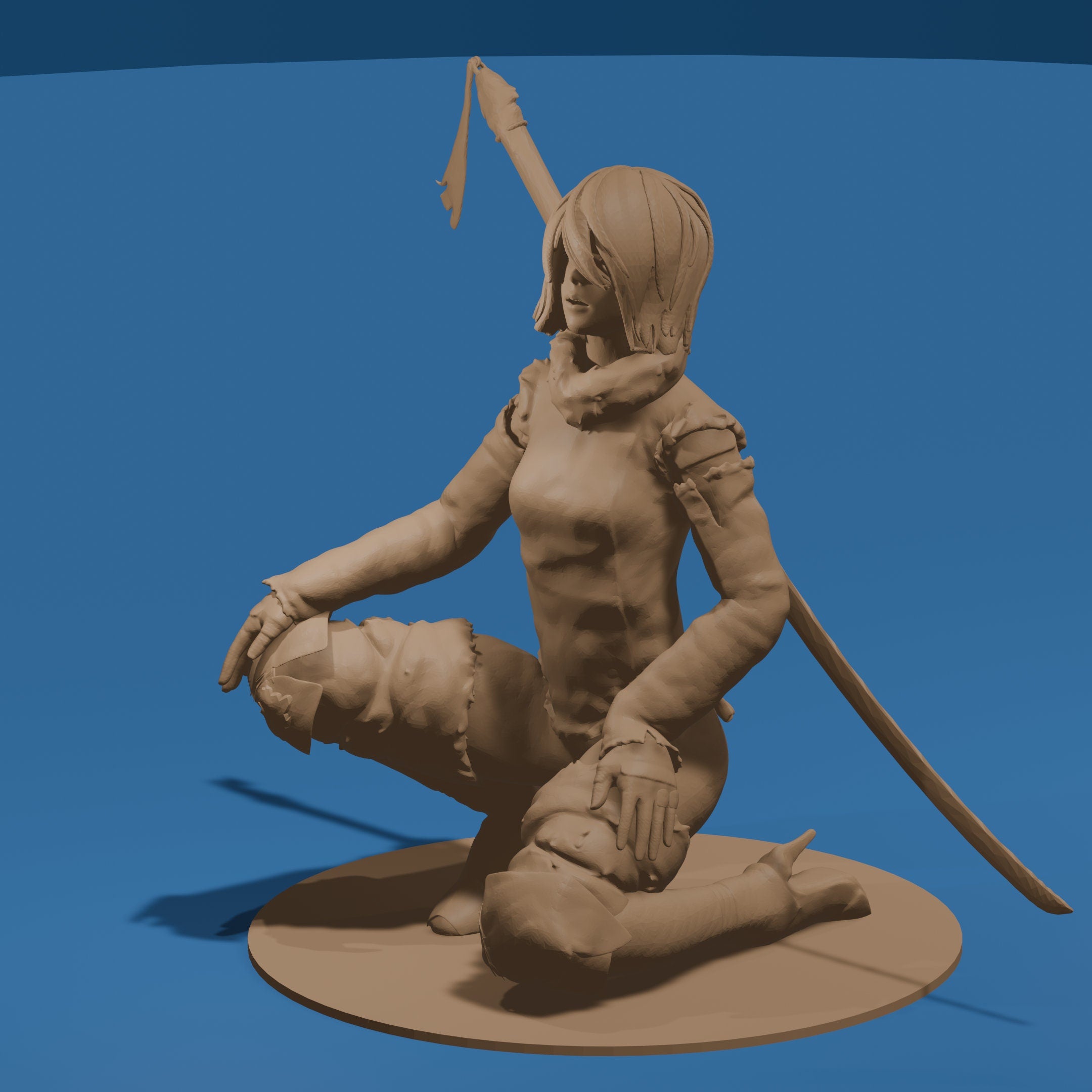 Kneeling Woman Warrior with a Sword