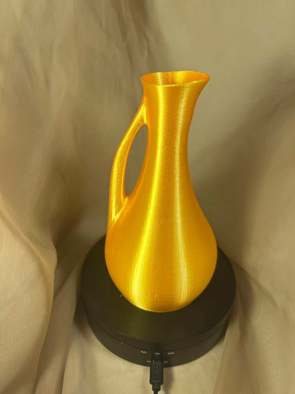 Golden Decorative Pitcher Vase, Slim Shaped