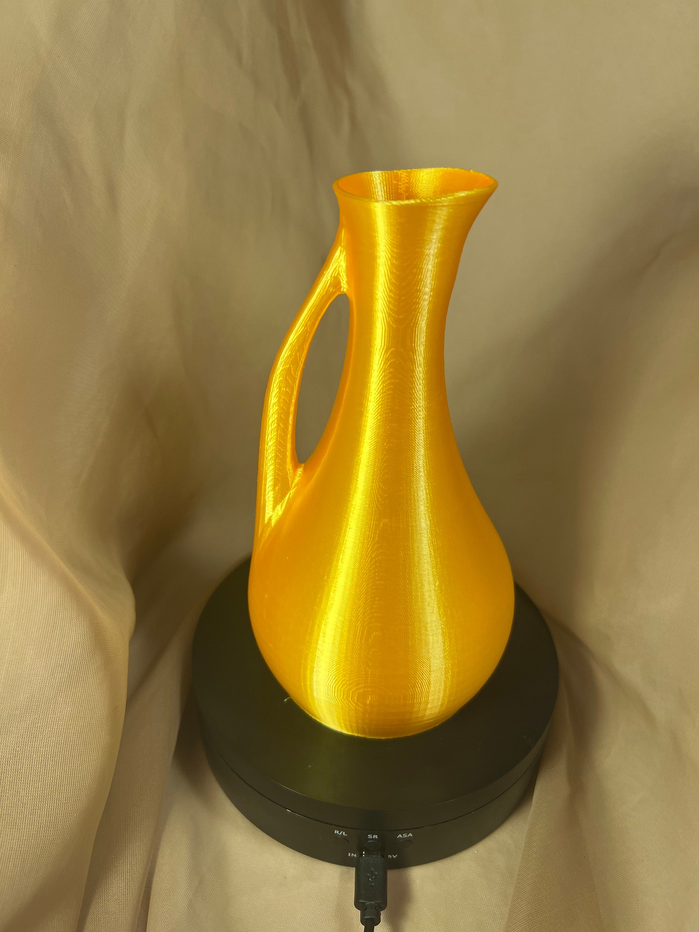 Golden Decorative Pitcher Vase, Slim Shaped