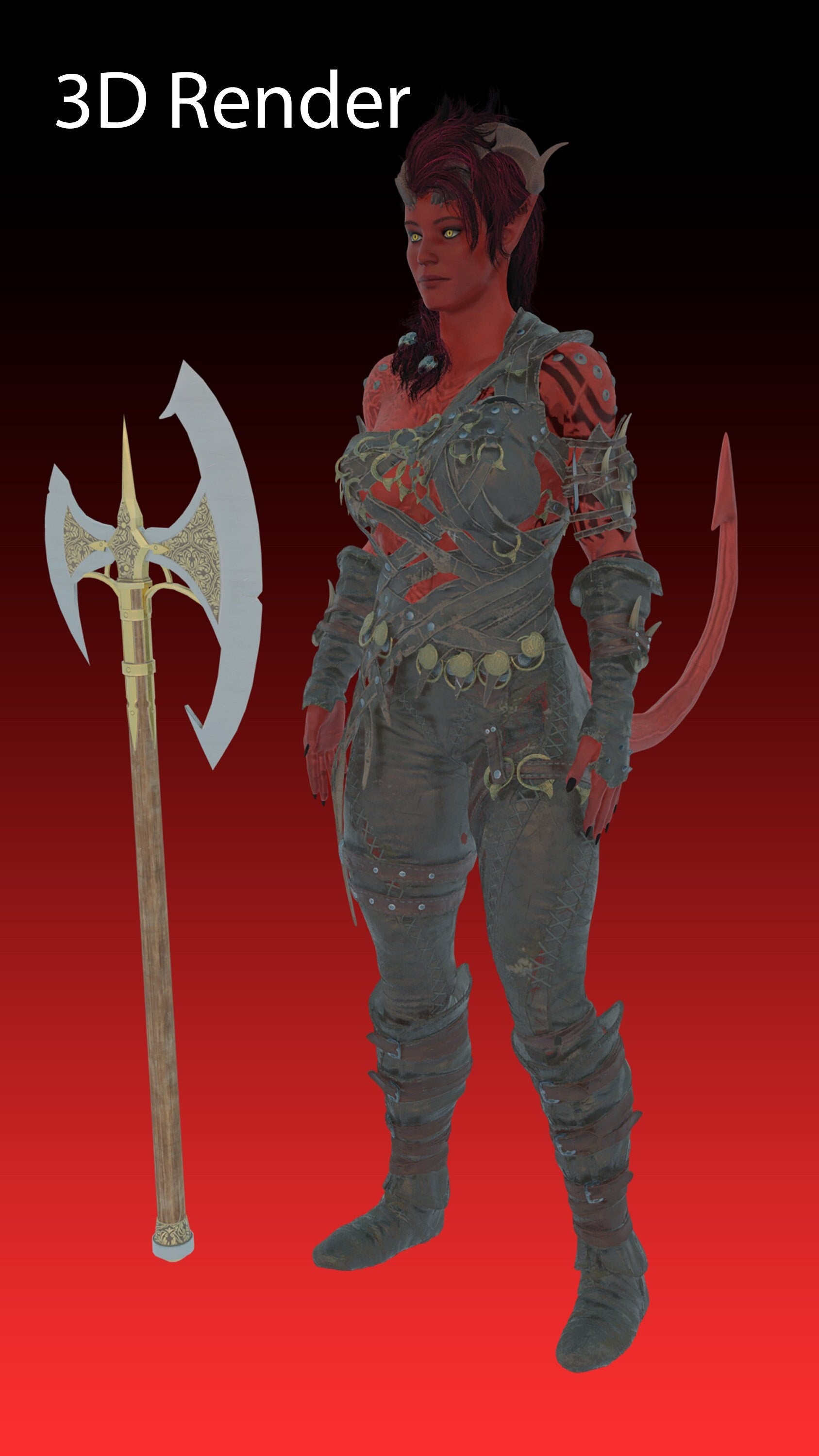 Karlach from Baldurs Gate 3 Figure /  Tiefling Barbarian Figurine