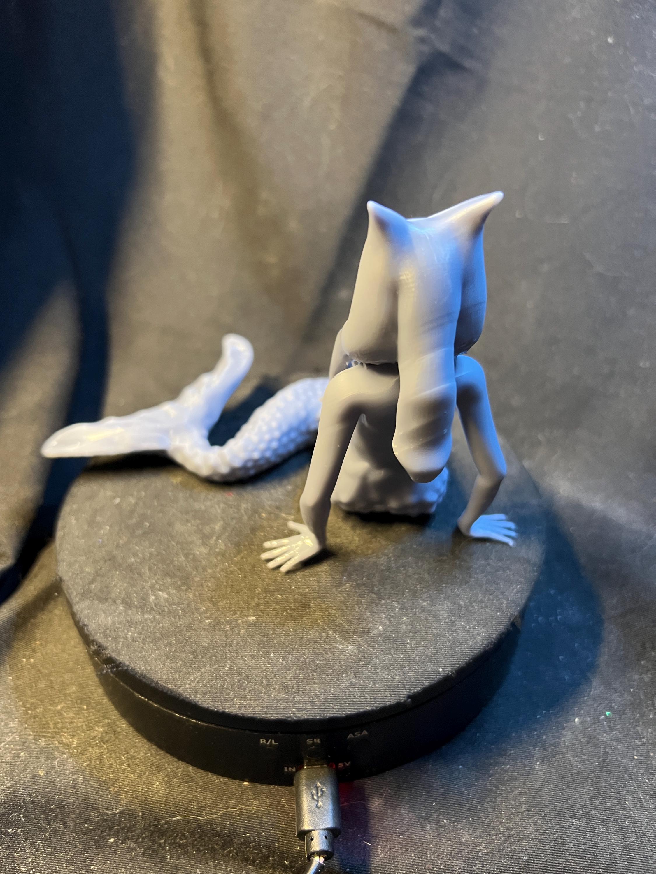 Orange Space Alien Mermaid: Unpainted 3D Model (4 inches)
