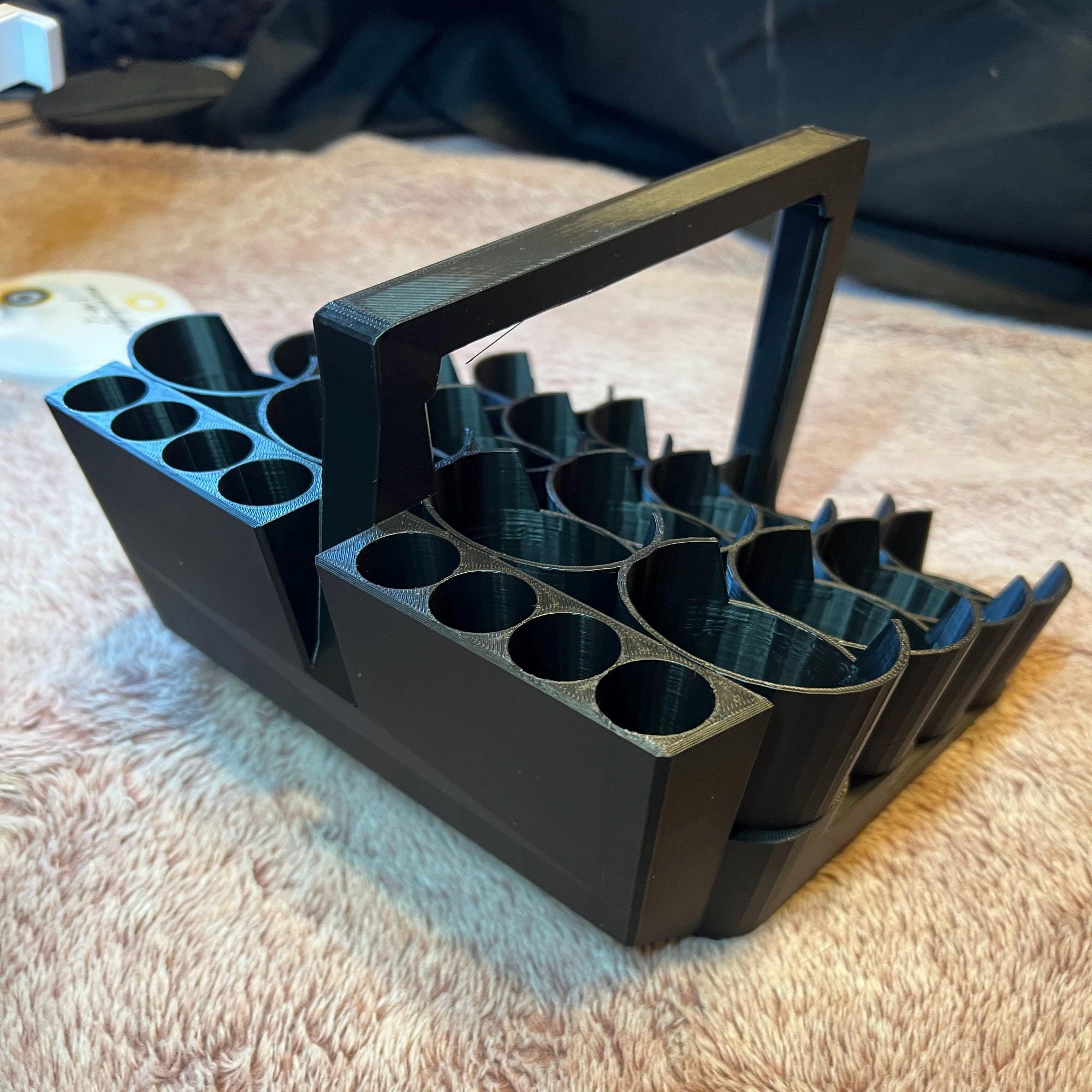 16 Slot Stepped Paint Tube Holder with Carry Handle and Brush Holder for 4 oz/120 ml Tubes